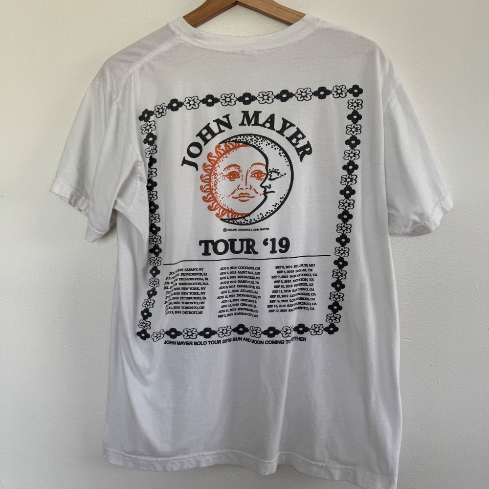 John Mayer T-Shirt Mens Large Solo Tour 2019 Sun Moon Online Ceramics Music Tee